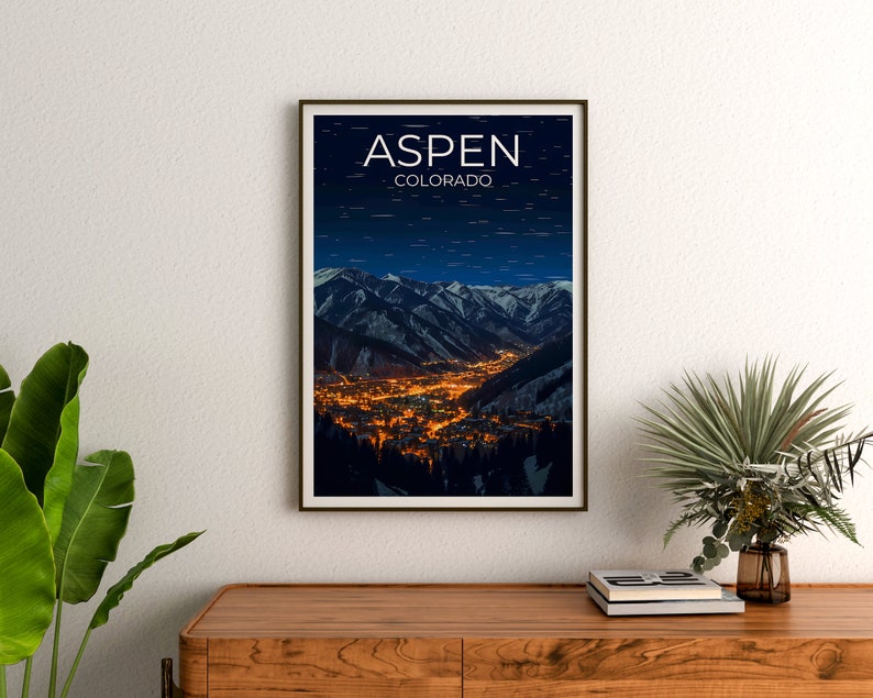 Aspen Travel Poster, Colorado Wall Art, Colorado Print, Aspen Poster, Mountain Poster, City Poster, Aspen Art