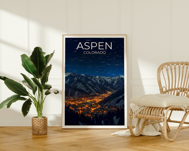 Aspen Travel Poster, Colorado Wall Art, Colorado Print, Aspen Poster, Mountain Poster, City Poster, Aspen Art