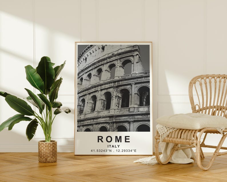 Rome Poster, Italy Travel Print, Europe Art, Colosseum Illustration, Roman Architecture Poster, Scenic Wall Art, Home Decor, Birthday Gift