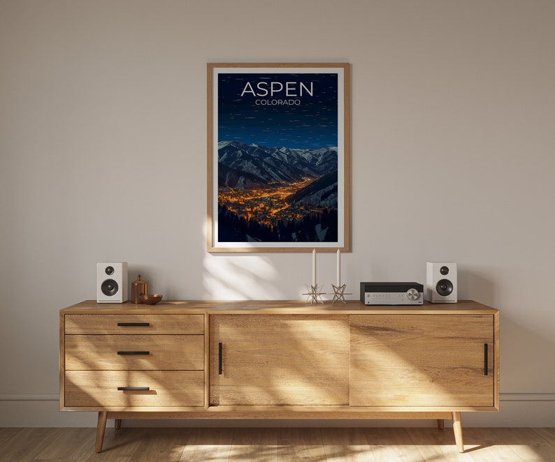 Aspen Travel Poster, Colorado Wall Art, Colorado Print, Aspen Poster, Mountain Poster, City Poster, Aspen Art