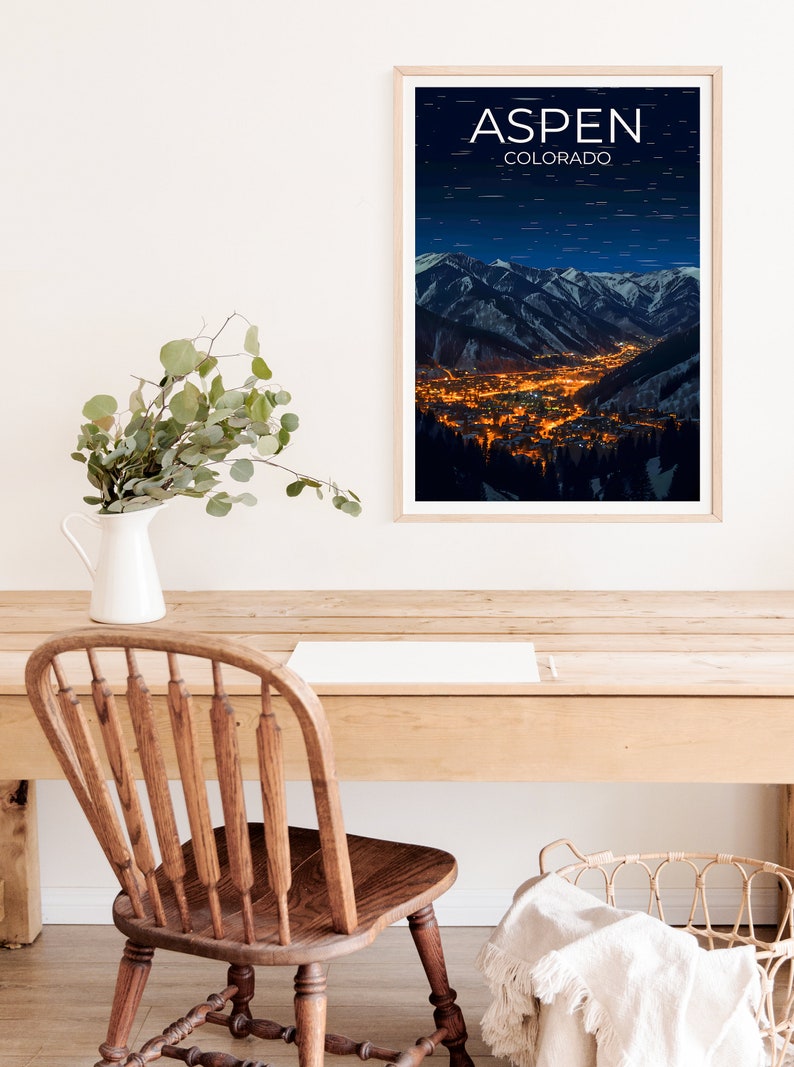 Aspen Travel Poster, Colorado Wall Art, Colorado Print, Aspen Poster, Mountain Poster, City Poster, Aspen Art