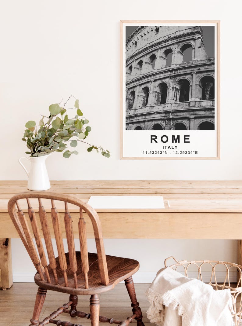 Rome Poster, Italy Travel Print, Europe Art, Colosseum Illustration, Roman Architecture Poster, Scenic Wall Art, Home Decor, Birthday Gift