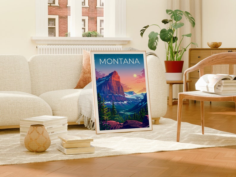 Montana Poster, Montana Print, Mountain Poster, Mountain Print, Montana Travel Poster, Forest Poster, Montana Art
