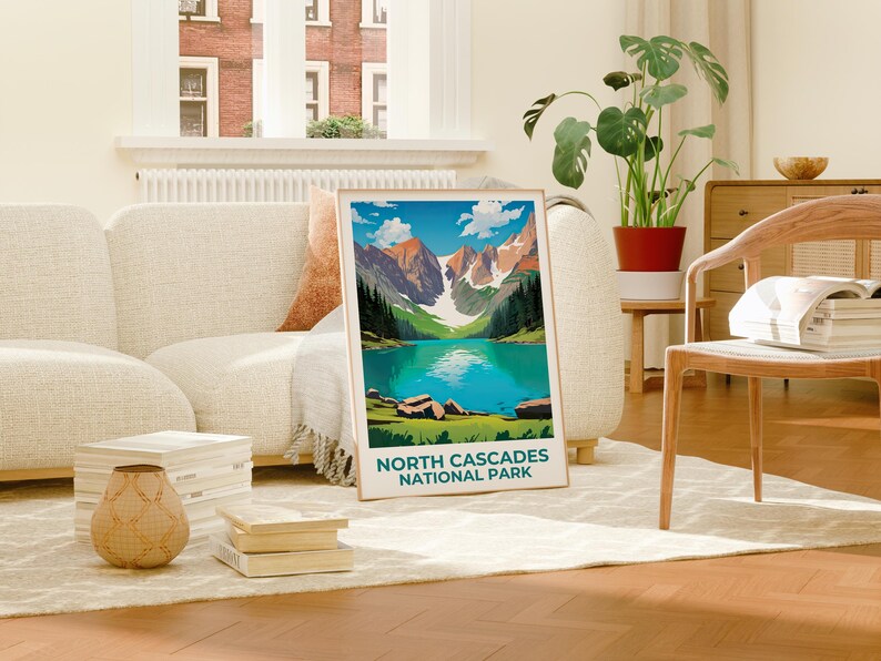 North Cascades National Park Poster, Washington Travel Print, Mountain Art, North Cascades Print, Lake Poster, Cascades Gift