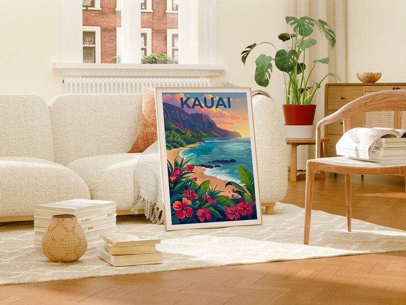 Kauai Poster, Kauai Print, Hawaii Poster, Hawaii Print, Kauai Travel Poster, Coast Art, Kauai Art