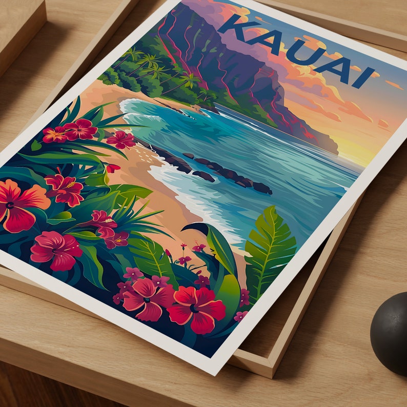Kauai Poster, Kauai Print, Hawaii Poster, Hawaii Print, Kauai Travel Poster, Coast Art, Kauai Art