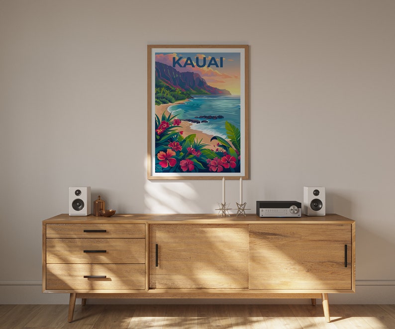 Kauai Poster, Kauai Print, Hawaii Poster, Hawaii Print, Kauai Travel Poster, Coast Art, Kauai Art