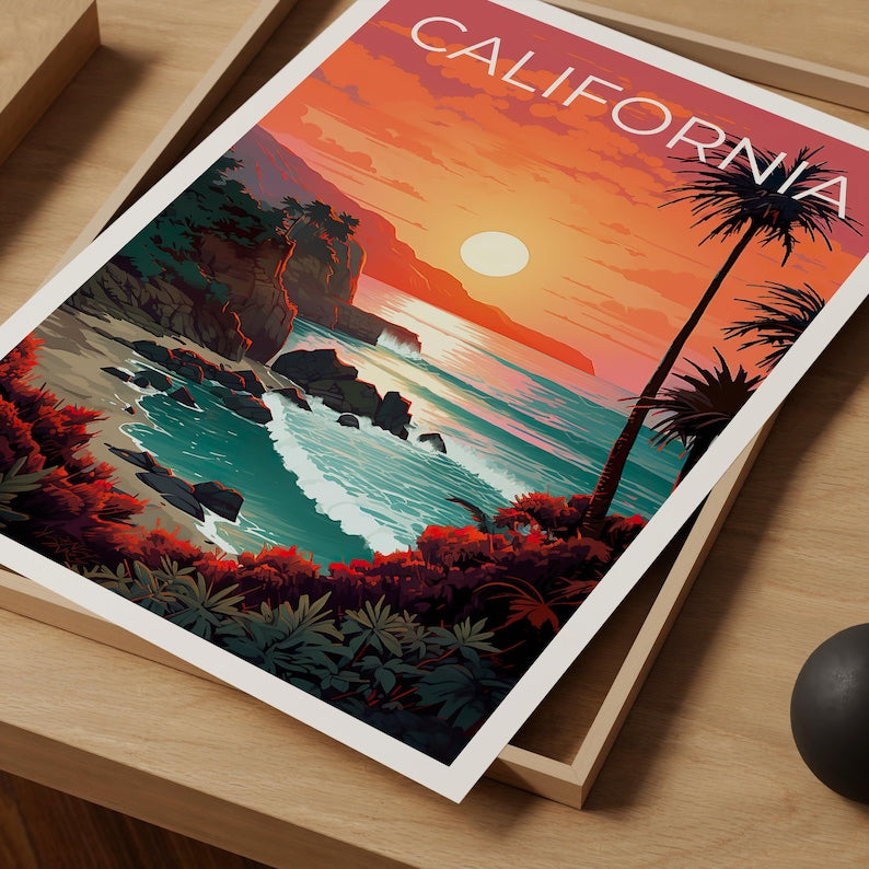 California Poster, SoCal Travel Print, Coastal Art, California Print, California Coast Poster, California Gift, Beach Print