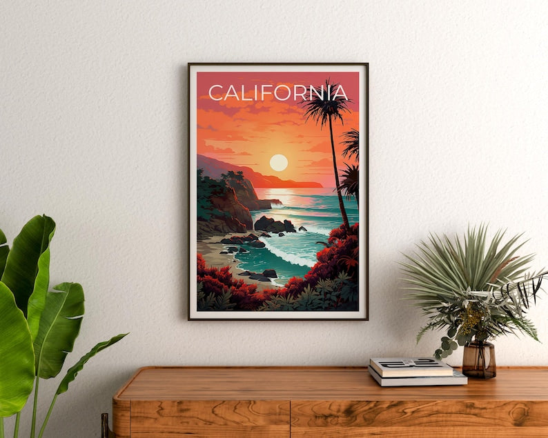 California Poster, SoCal Travel Print, Coastal Art, California Print, California Coast Poster, California Gift, Beach Print