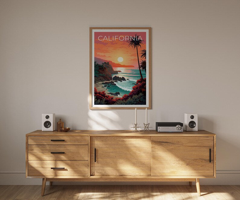 California Poster, SoCal Travel Print, Coastal Art, California Print, California Coast Poster, California Gift, Beach Print