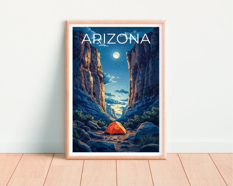 Arizona Travel Poster, Arizona Wall Art, Camping Print, Camping Poster, Arizona Gift, Camping Gift, Hiking Gift