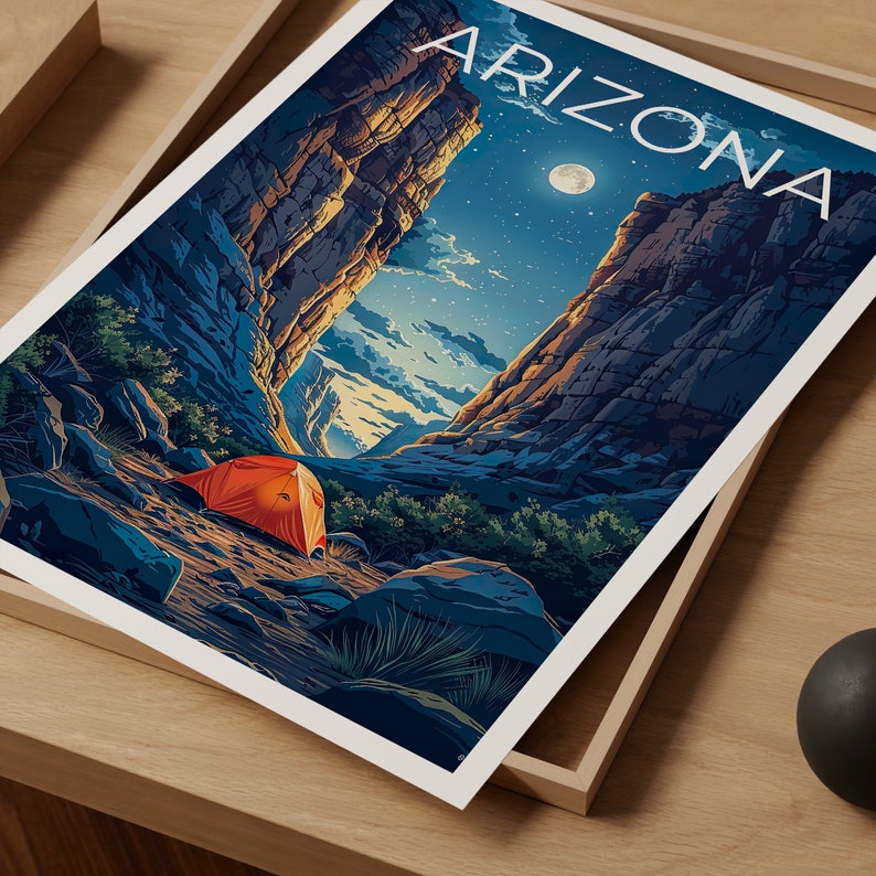 Arizona Travel Poster, Arizona Wall Art, Camping Print, Camping Poster, Arizona Gift, Camping Gift, Hiking Gift