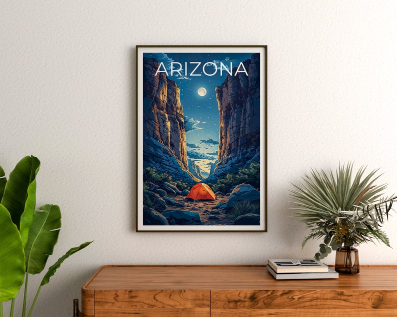 Arizona Travel Poster, Arizona Wall Art, Camping Print, Camping Poster, Arizona Gift, Camping Gift, Hiking Gift