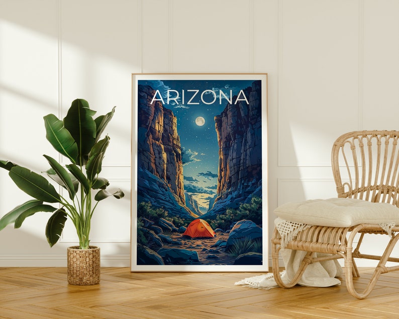 Arizona Travel Poster, Arizona Wall Art, Camping Print, Camping Poster, Arizona Gift, Camping Gift, Hiking Gift
