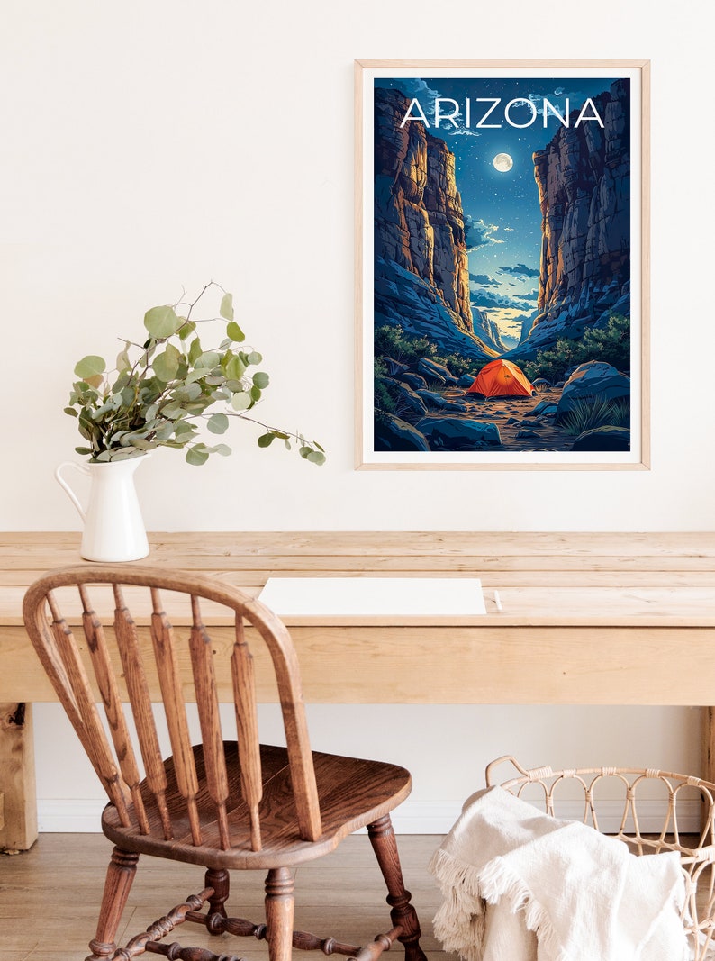 Arizona Travel Poster, Arizona Wall Art, Camping Print, Camping Poster, Arizona Gift, Camping Gift, Hiking Gift
