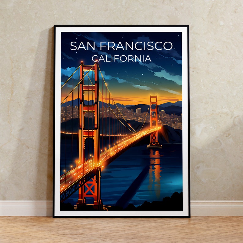 San Francisco Travel Poster, California Wall Art, California Print, San Francisco Poster, Golden Gate Bridge Poster, City Poster