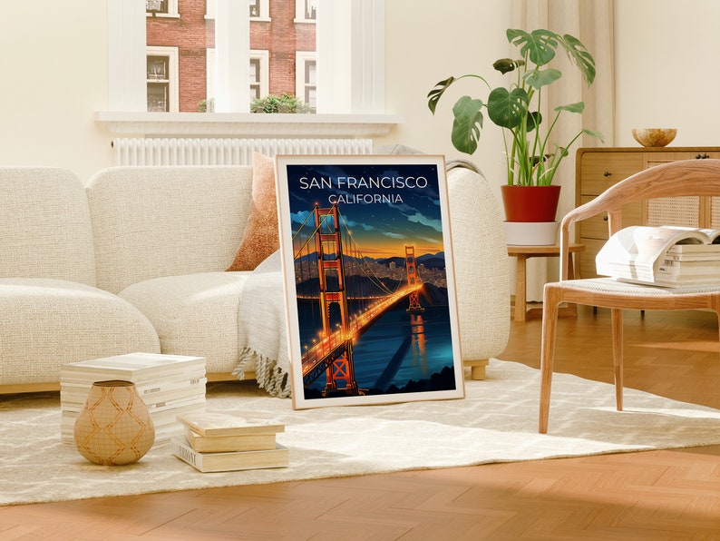 San Francisco Travel Poster, California Wall Art, California Print, San Francisco Poster, Golden Gate Bridge Poster, City Poster