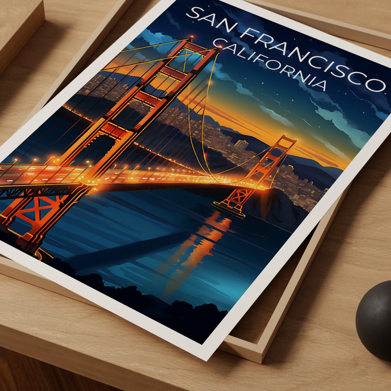 San Francisco Travel Poster, California Wall Art, California Print, San Francisco Poster, Golden Gate Bridge Poster, City Poster