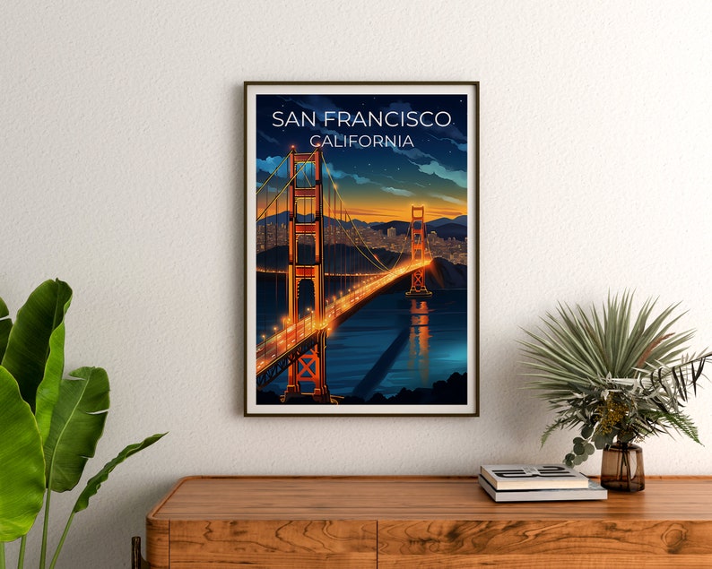 San Francisco Travel Poster, California Wall Art, California Print, San Francisco Poster, Golden Gate Bridge Poster, City Poster