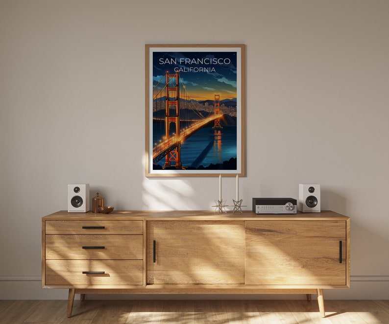 San Francisco Travel Poster, California Wall Art, California Print, San Francisco Poster, Golden Gate Bridge Poster, City Poster