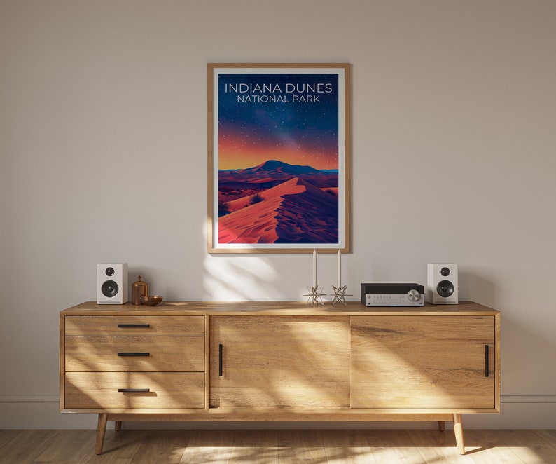 Affiche du parc national des dunes d'Indiana, impression des dunes d'Indiana, affiche de l'Indiana, impression de l'Indiana, affiche de voyage des dunes d'Indiana, affiche des dunes