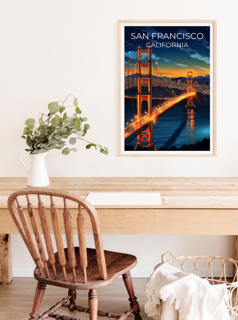 San Francisco Travel Poster, California Wall Art, California Print, San Francisco Poster, Golden Gate Bridge Poster, City Poster