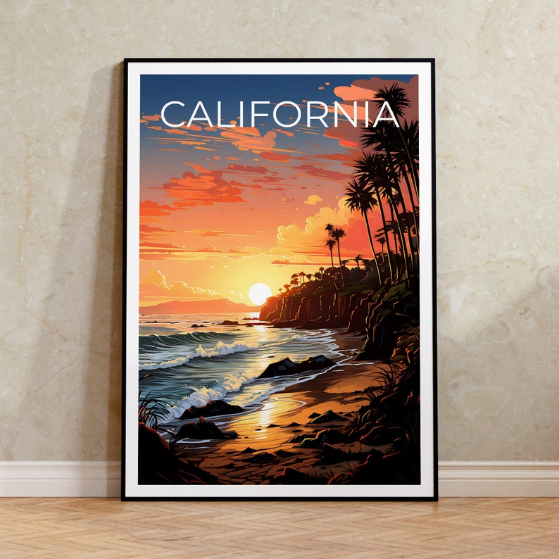 California Travel Poster, Beach Wall Art, Beach Print, California Poster, Coast Poster, Nature Poster, California Art