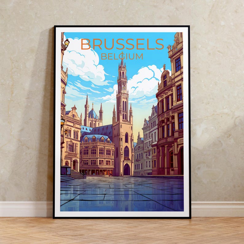 Brussels Travel Poster, Belgium Wall Art, Belgium Print, Brussels Poster, Europe Poster, City Poster, Brussels Art