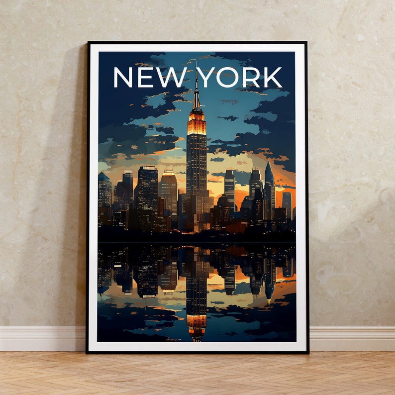 New York Travel Poster, NYC Wall Art, NYC Print, New York Poster, Empire State Building Poster, City Poster