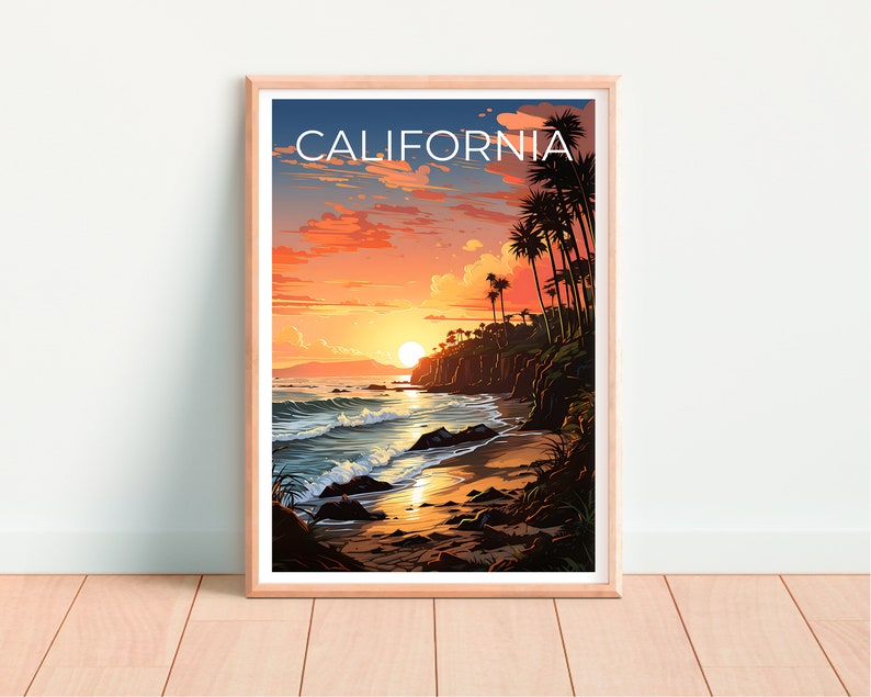 California Travel Poster, Beach Wall Art, Beach Print, California Poster, Coast Poster, Nature Poster, California Art