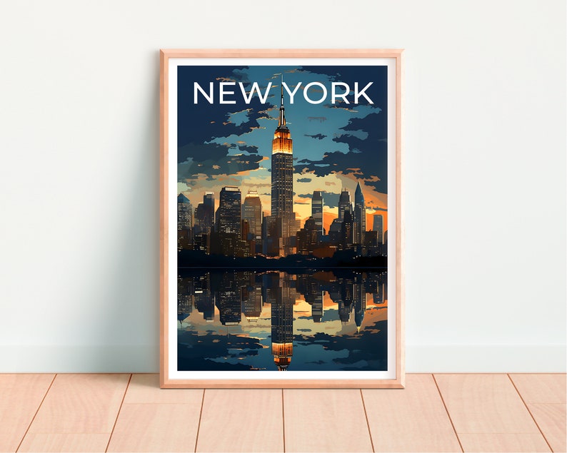 New York Travel Poster, NYC Wall Art, NYC Print, New York Poster, Empire State Building Poster, City Poster