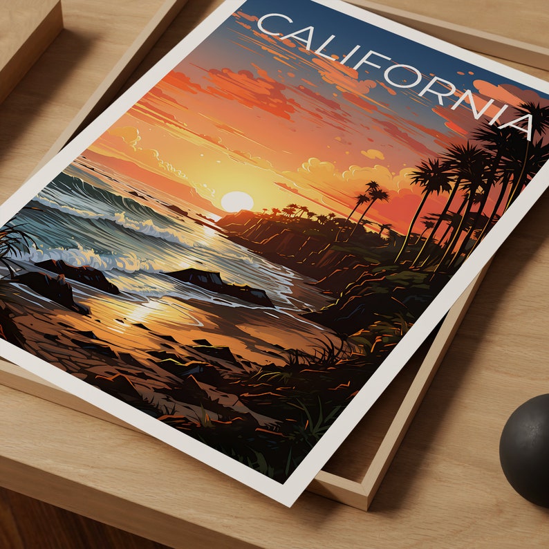California Travel Poster, Beach Wall Art, Beach Print, California Poster, Coast Poster, Nature Poster, California Art
