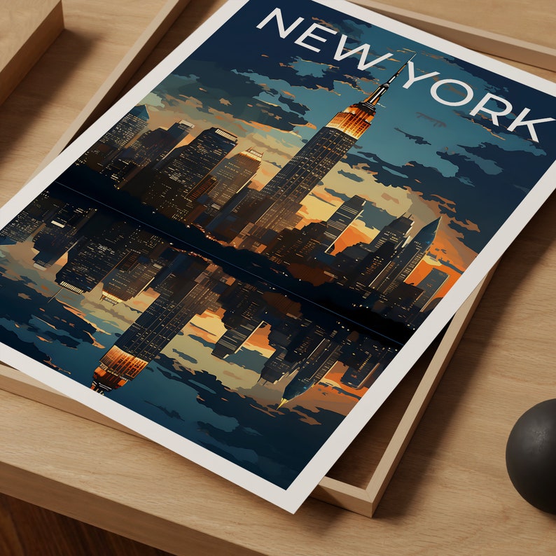 New York Travel Poster, NYC Wall Art, NYC Print, New York Poster, Empire State Building Poster, City Poster