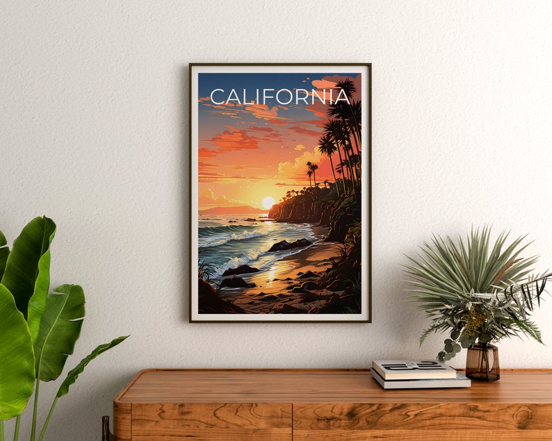 California Travel Poster, Beach Wall Art, Beach Print, California Poster, Coast Poster, Nature Poster, California Art