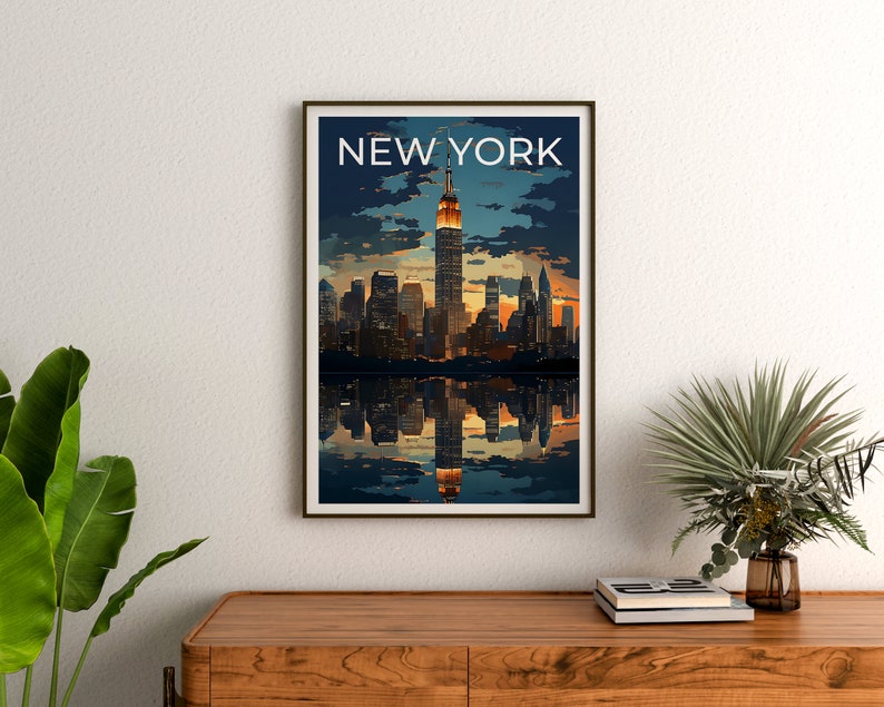 New York Travel Poster, NYC Wall Art, NYC Print, New York Poster, Empire State Building Poster, City Poster