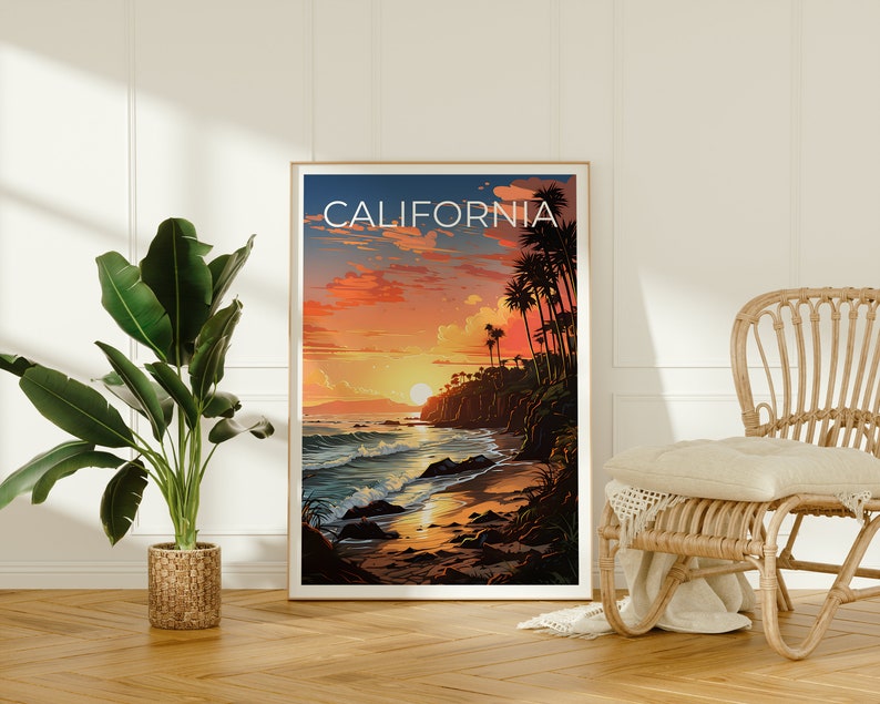 California Travel Poster, Beach Wall Art, Beach Print, California Poster, Coast Poster, Nature Poster, California Art