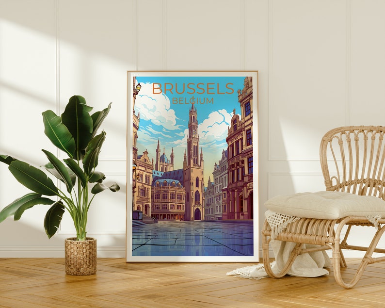 Brussels Travel Poster, Belgium Wall Art, Belgium Print, Brussels Poster, Europe Poster, City Poster, Brussels Art