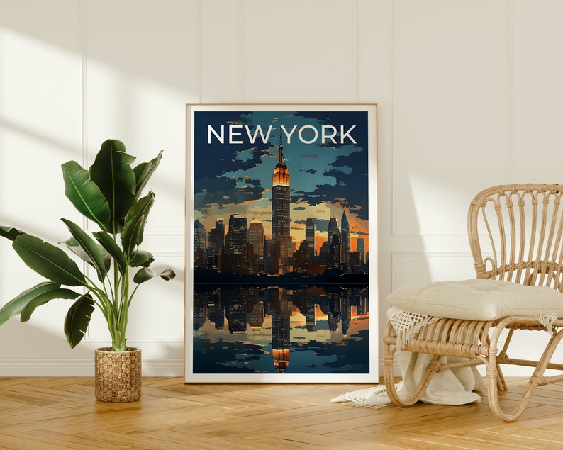 New York Travel Poster, NYC Wall Art, NYC Print, New York Poster, Empire State Building Poster, City Poster