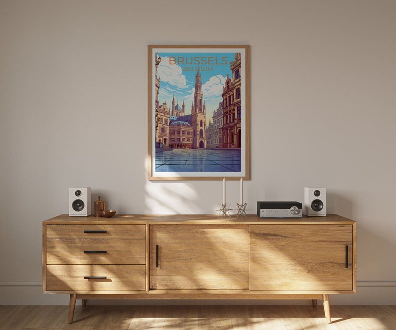 Brussels Travel Poster, Belgium Wall Art, Belgium Print, Brussels Poster, Europe Poster, City Poster, Brussels Art