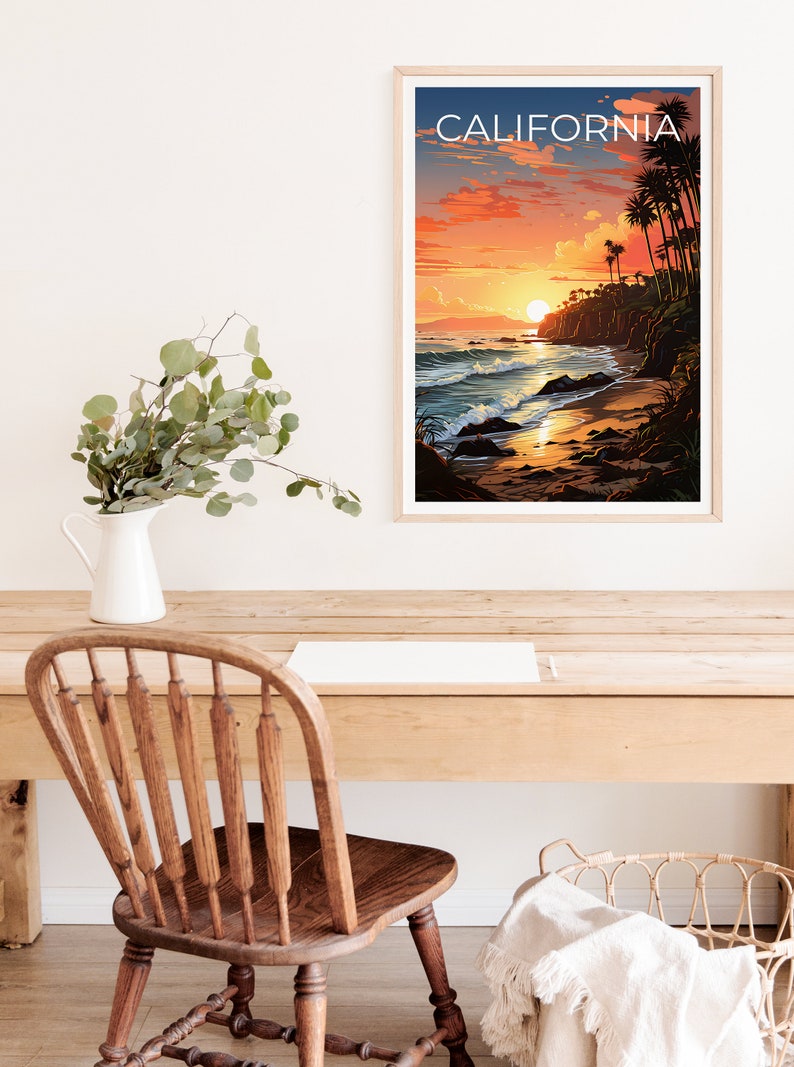 California Travel Poster, Beach Wall Art, Beach Print, California Poster, Coast Poster, Nature Poster, California Art