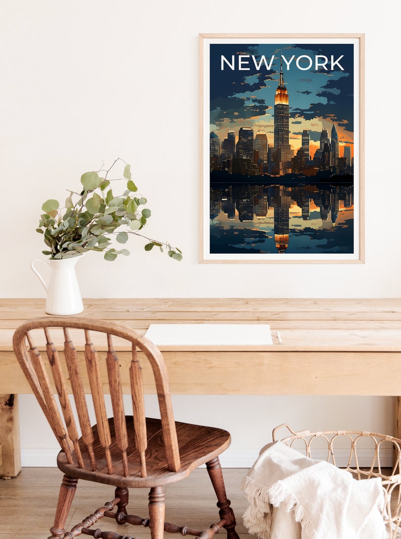 New York Travel Poster, NYC Wall Art, NYC Print, New York Poster, Empire State Building Poster, City Poster
