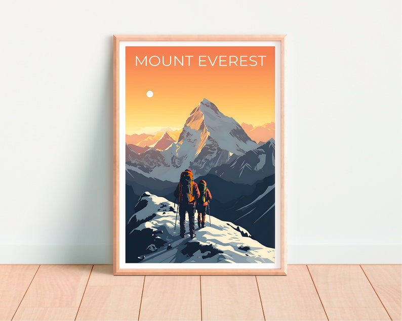 Mount Everest Travel Poster, Himalayas Wall Art, Himalayas Print, Mount Everest Poster, Mountain Poster, Nature Poster, Mount Everest Art