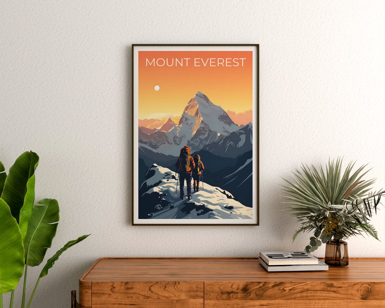 Mount Everest Travel Poster, Himalayas Wall Art, Himalayas Print, Mount Everest Poster, Mountain Poster, Nature Poster, Mount Everest Art