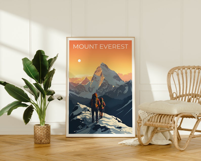 Mount Everest Travel Poster, Himalayas Wall Art, Himalayas Print, Mount Everest Poster, Mountain Poster, Nature Poster, Mount Everest Art