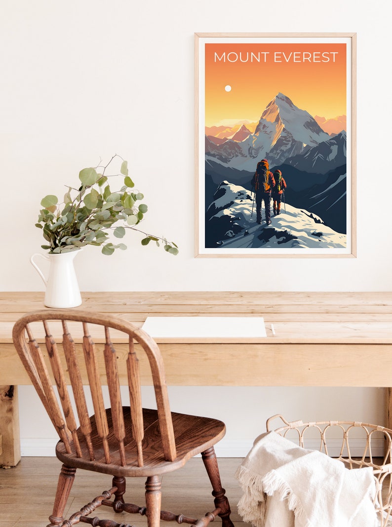 Mount Everest Travel Poster, Himalayas Wall Art, Himalayas Print, Mount Everest Poster, Mountain Poster, Nature Poster, Mount Everest Art