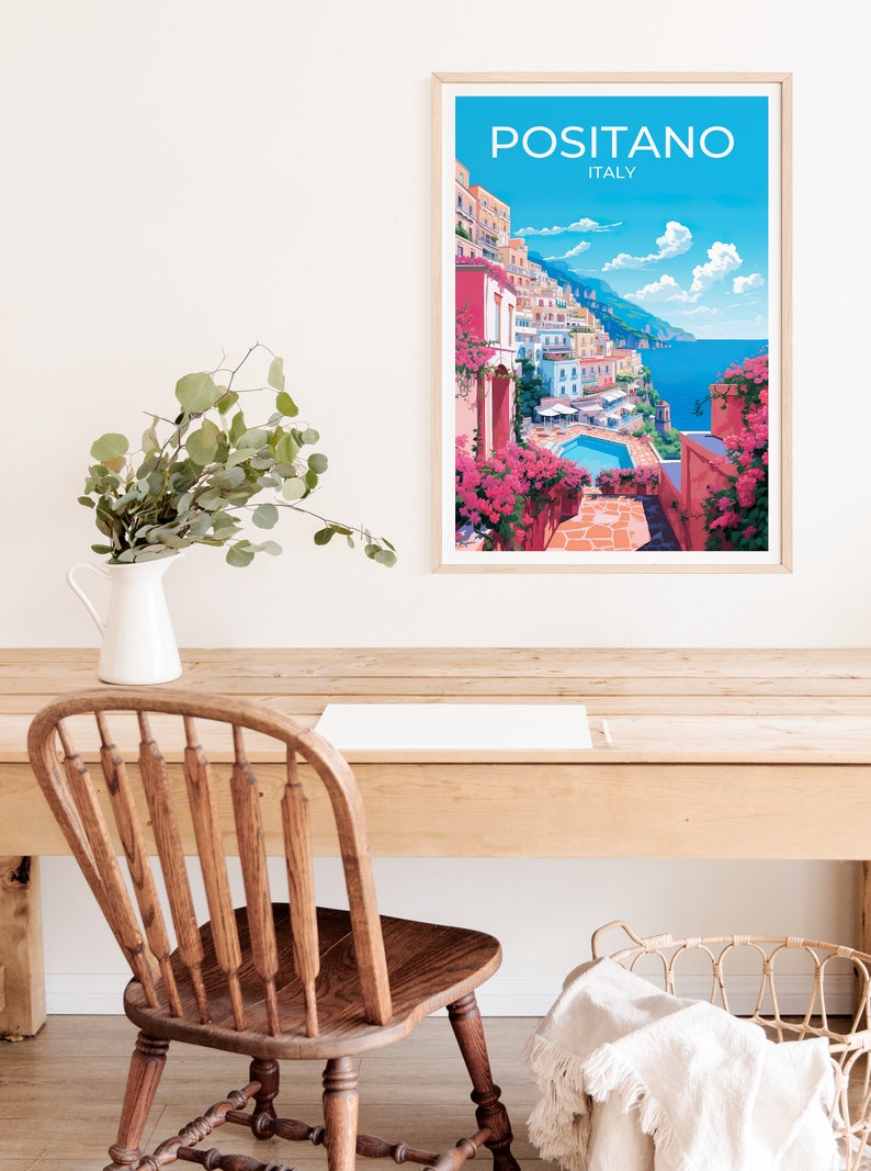 Positano Poster, Positano Wall Art, Italy Print, Positano Travel Poster, Amalfi Coast Poster, Italy Poster, Poster Art, Wall Decor