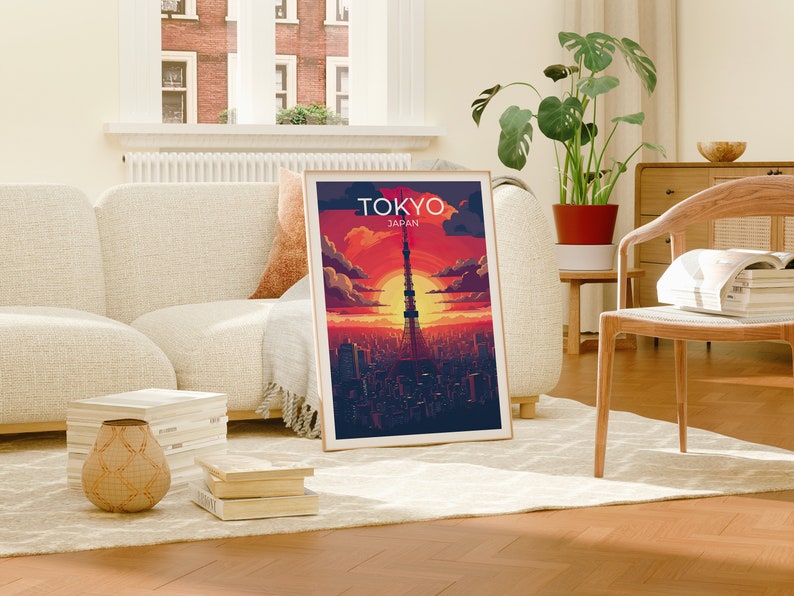 Tokyo Poster, Tokyo Tower Wall Art, Tokyo Print, Tokyo Travel Poster, Tokyo Tower Art, Japan Poster, Poster Art, Wall Decor