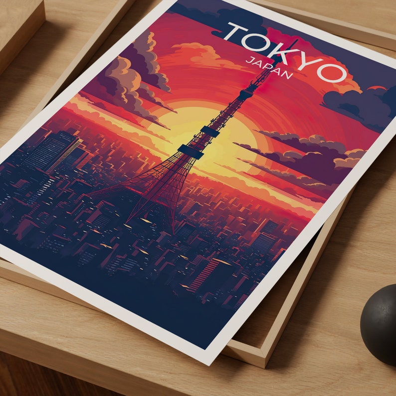 Tokyo Poster, Tokyo Tower Wall Art, Tokyo Print, Tokyo Travel Poster, Tokyo Tower Art, Japan Poster, Poster Art, Wall Decor