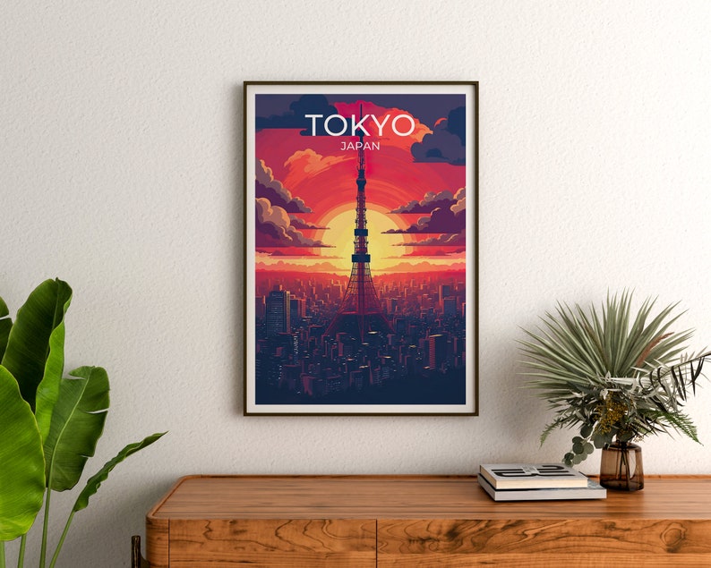Tokyo Poster, Tokyo Tower Wall Art, Tokyo Print, Tokyo Travel Poster, Tokyo Tower Art, Japan Poster, Poster Art, Wall Decor