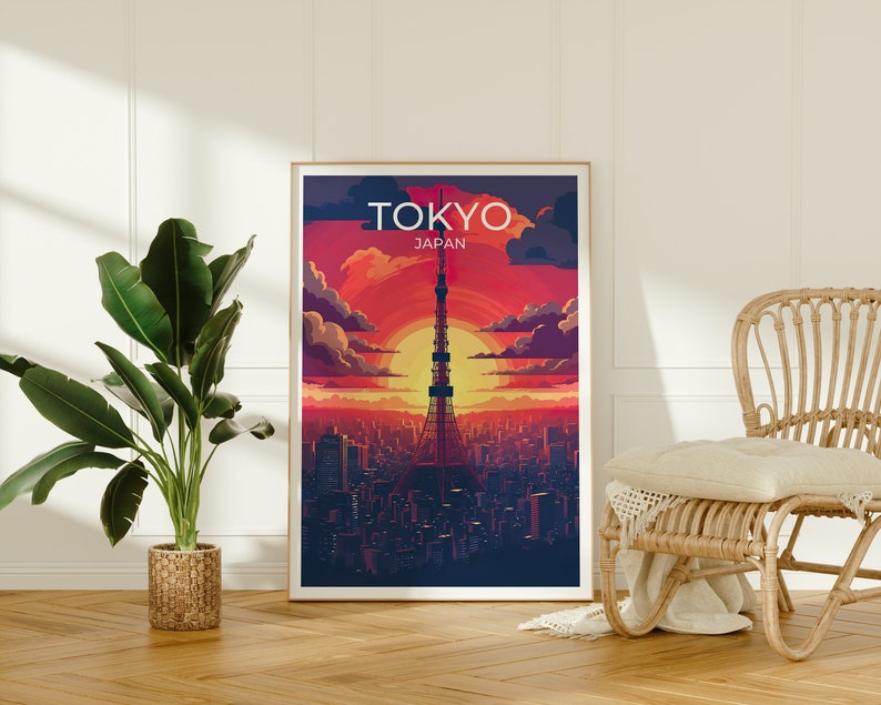 Tokyo Poster, Tokyo Tower Wall Art, Tokyo Print, Tokyo Travel Poster, Tokyo Tower Art, Japan Poster, Poster Art, Wall Decor